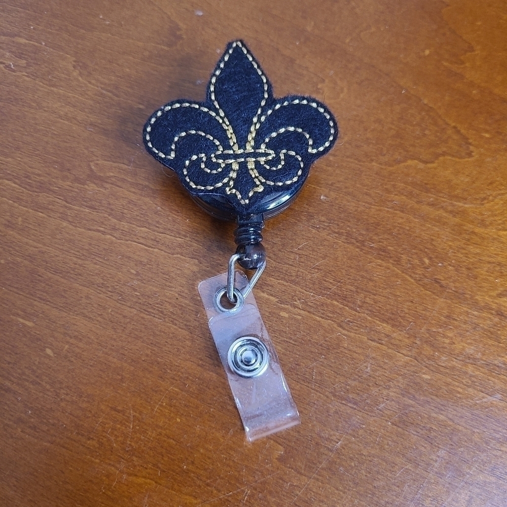 New Orleans Fleur De Lis Retractable Badge Reel - Picture 1 of 3